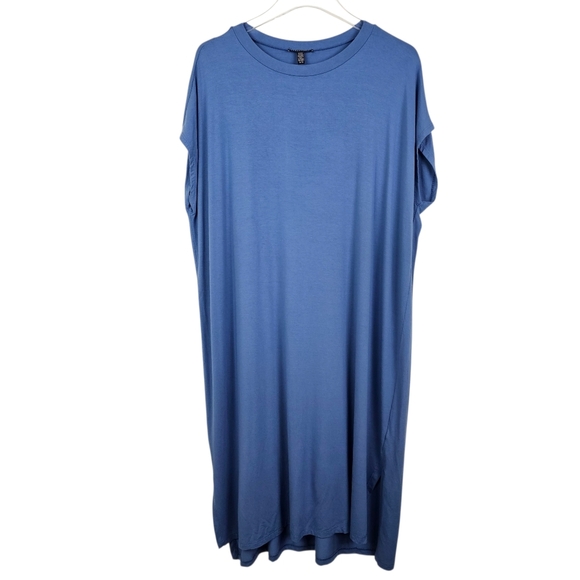 Eileen Fisher Blue Flowy Midi Dress - Picture 1 of 7